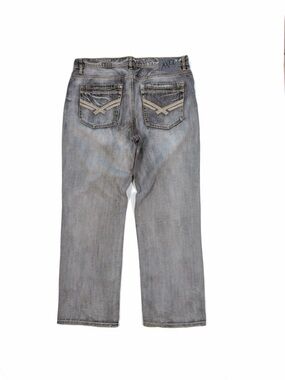 TK Axel Relaxed Straight Denim Jeans Men's 38/31 (tag 38/32)  Gray Distress